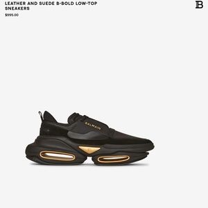 COPY - Balmain B-Bold Low Top Sneakers size 38 FR/ 8 US black and gold